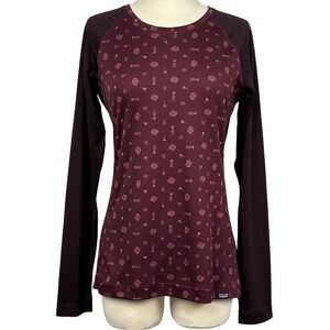 Patagonia Capilene Midweight M Burgundy Floral Print Base Layer Top
